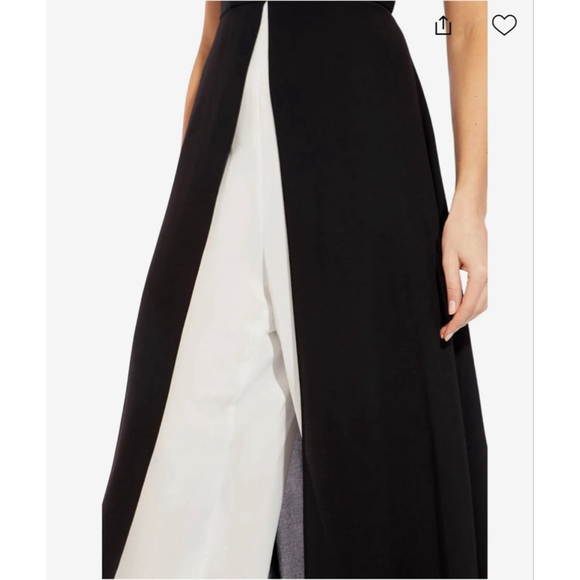 NWOT Adrianna Papell Sleeveless Stretch Crepe Jumpsuit Chiffon Overlay SZ 18W - Picture 4 of 9